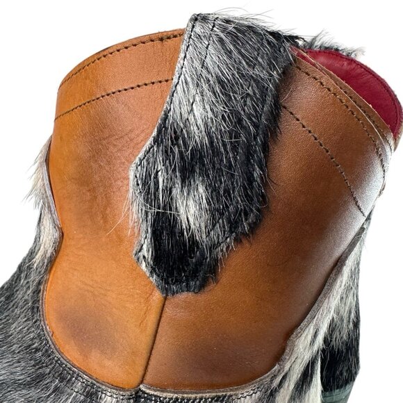 Alcala's Johnny Women Black Silver Cow Hair-On-Hide Leather Cowboy Boots Size 6 - Picture 9 of 14